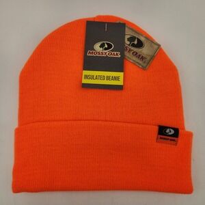 Mossy Oak Blaze Orange Insulated Beanie Cuffed Knit Hunting Safety Hat‎ NWT OSFM
